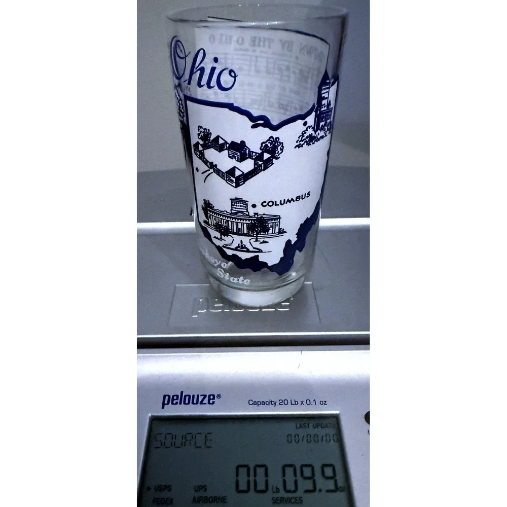 Vintage 1960s OHIO State Beverage Glass Tumbler Highball, Enamel Paint 5.25